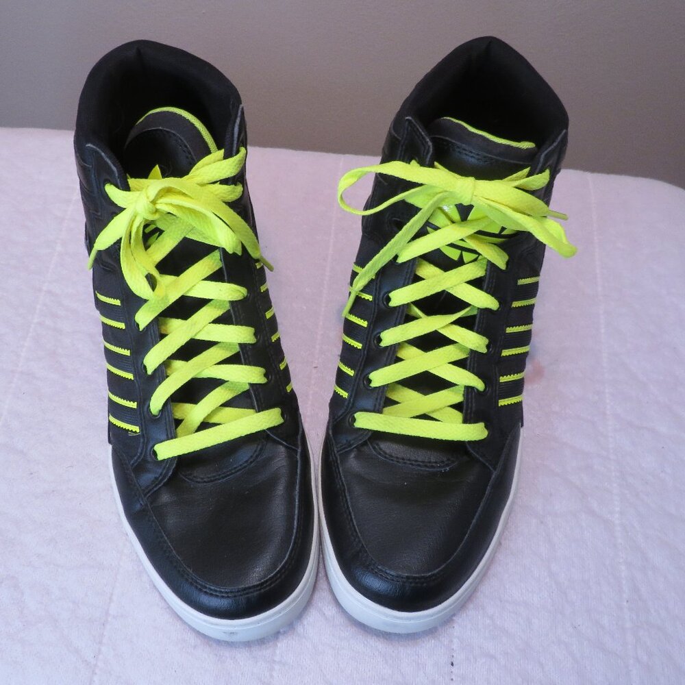 Men's adidas Black/Neon Yellow High Top Sneakers